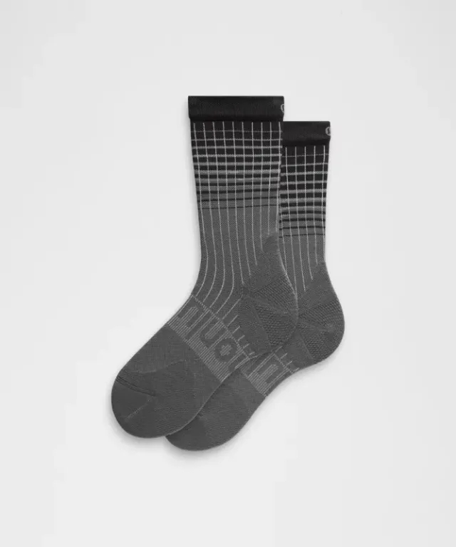 lululemon – Women's Power Stride Crew Socks Reflective – Color Black/Grey – Size L