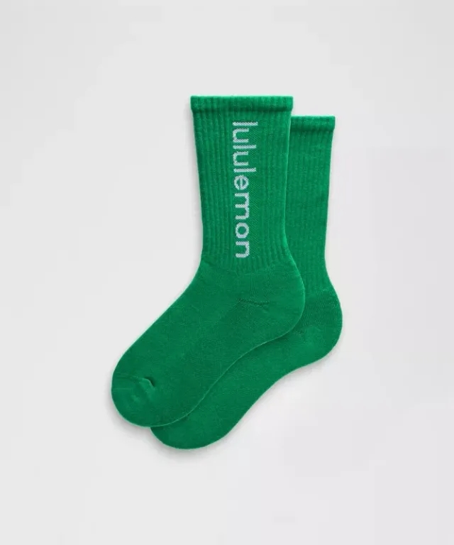 lululemon – Unisex Daily Essential Crew Socks Wordmark – Color Green – Size L
