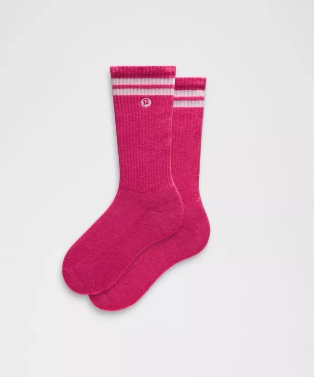 lululemon – Unisex Daily Essential Crew Socks Stripe – Color White – Size L