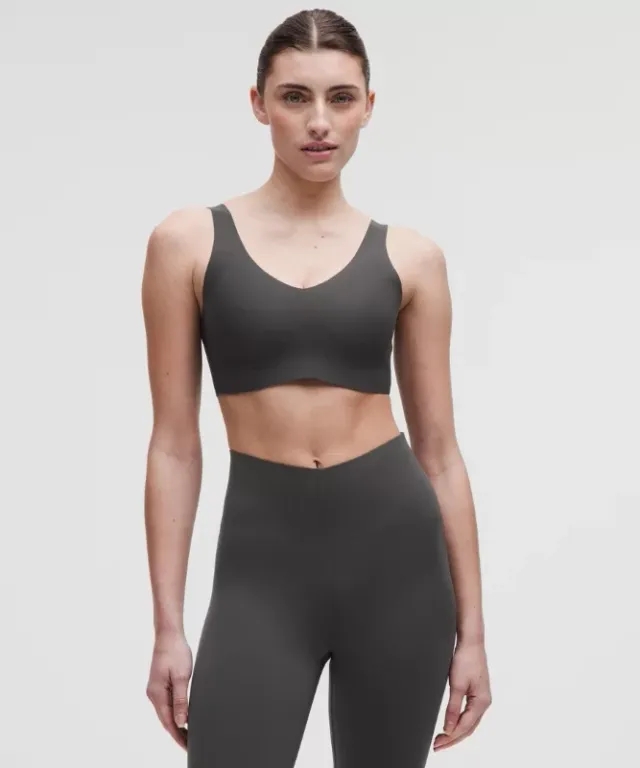 lululemon – Women's Glow Up Sports Bra Light Support, B/C Cup – Color Grey – Size L