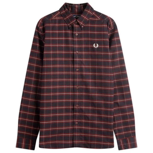 Fred Perry Men's Brushed Tartan Oxford Shirt Oxblood