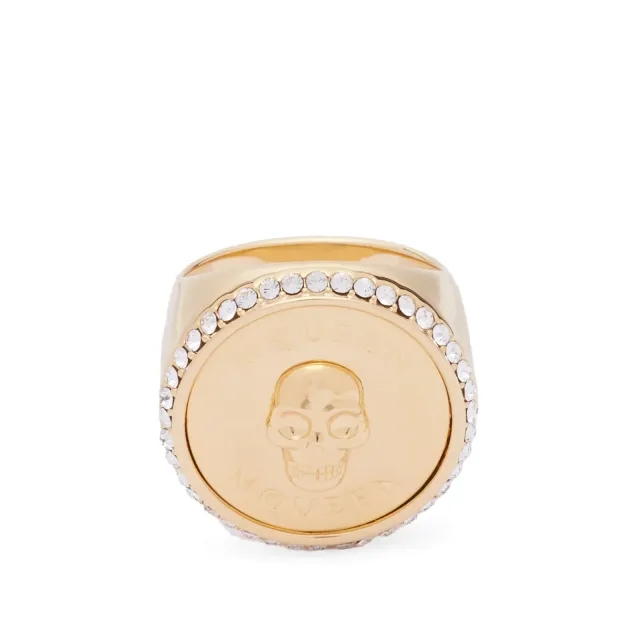 Alexander McQueen Men's Sovereign Skull Ring Gold