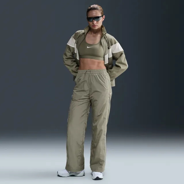 Nike Windrunner Women's High-Waisted Woven Open-Hem Trousers - Green - Nylon
