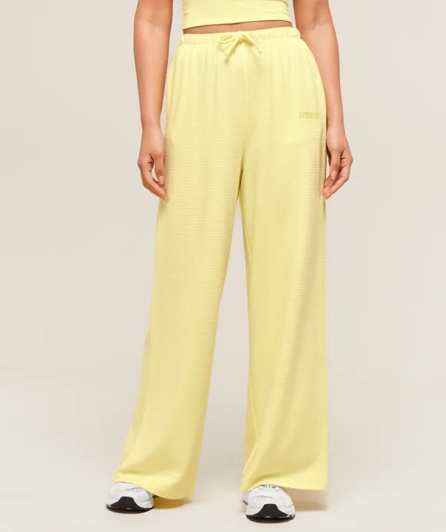  Waffle Wide Leg Pants - Refresh Yellow