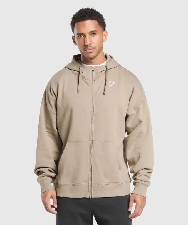  Crest Oversized Zip Up Hoodie - Lifestyle Brown