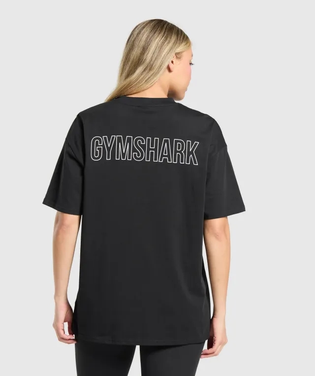  Trace Graphic Oversized T-Shirt - Black