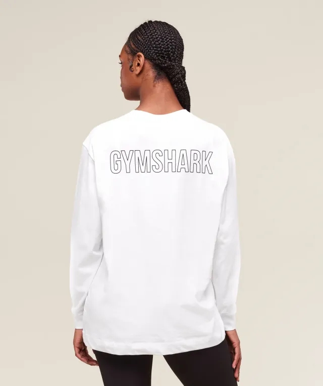  Trace Graphic Long Sleeve Top - White