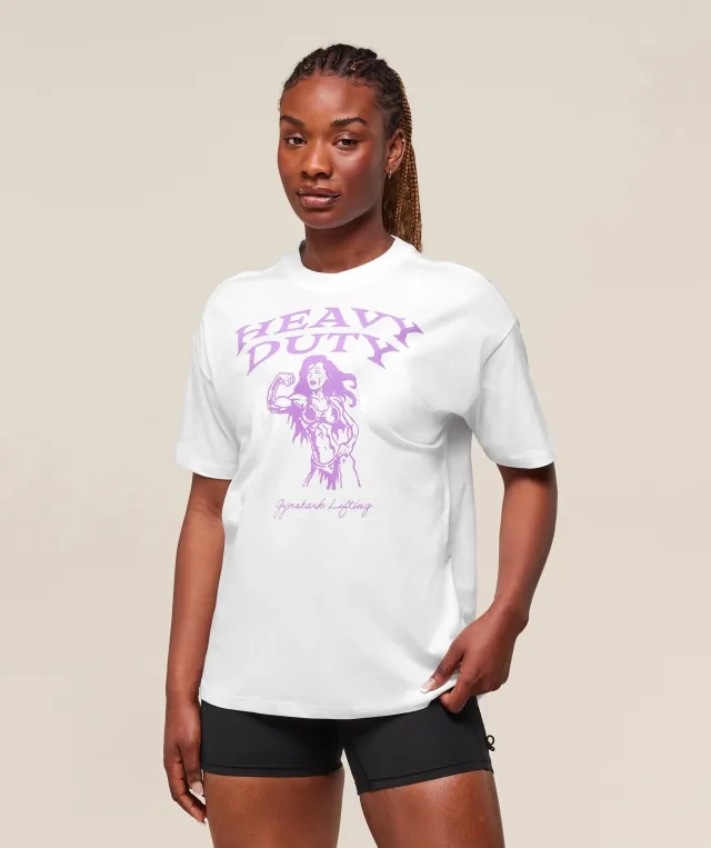  Heavy Duty Graphic Oversized T-Shirt - White