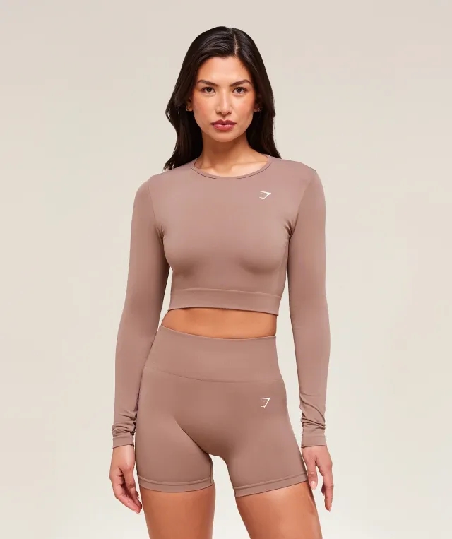  Everyday Seamless Long Sleeve Crop Top - Chestnut Pink