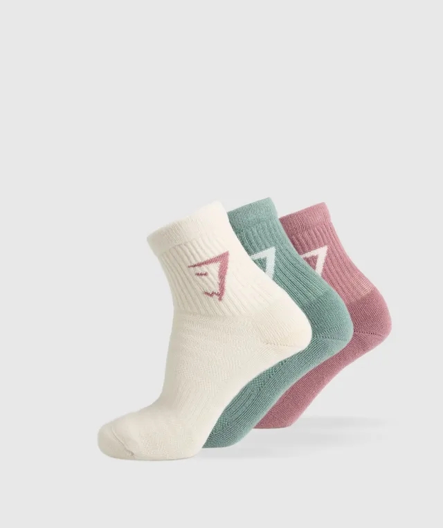  Midi Crew Sock 3pk - Calm Pink/Celeste Blue/Oat White