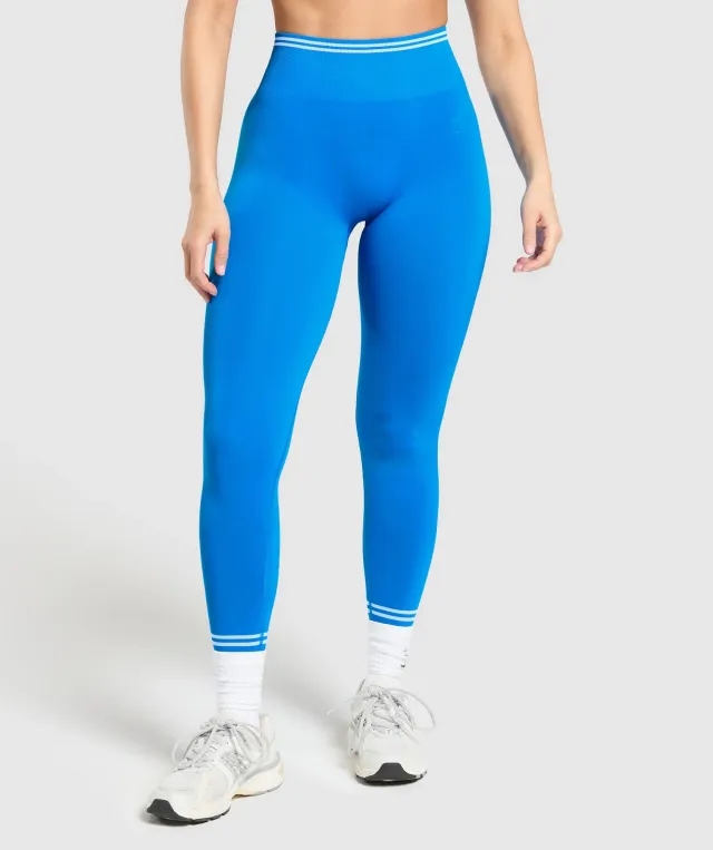  Contrast Seamless Leggings - Barbell Blue