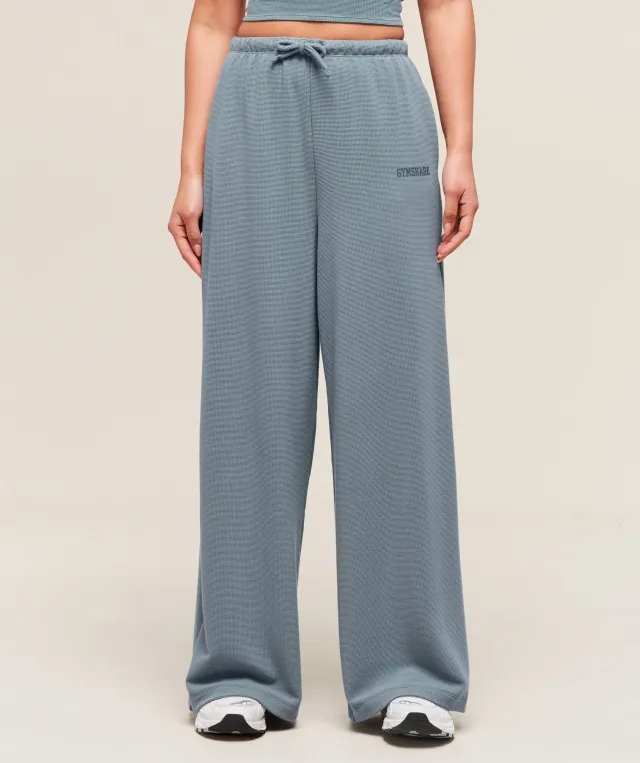  Waffle Wide Leg Pants - Iron Blue
