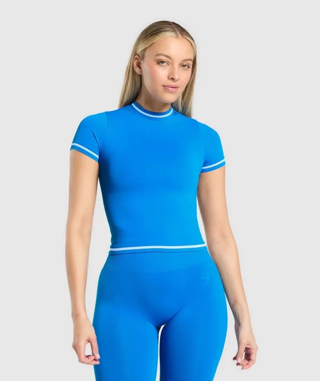  Contrast Seamless T-Shirt - Barbell Blue