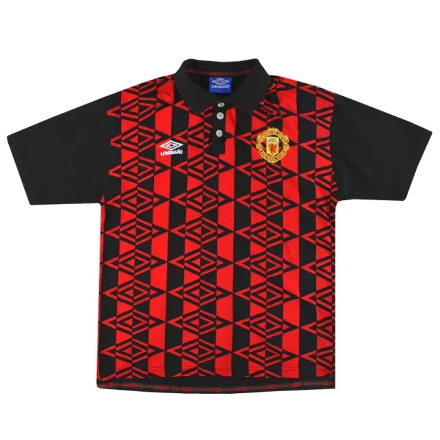 1996-97 Manchester United Umbro Polo Shirt *Mint* L - Manchester United / Mint / Large