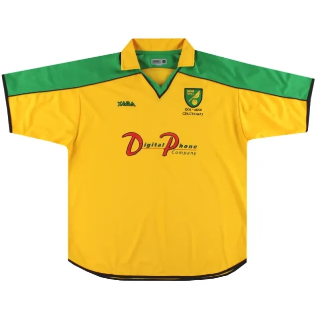 2001-03 Norwich City Xara Centenary Home Shirt M - Norwich City / Excellent / Medium