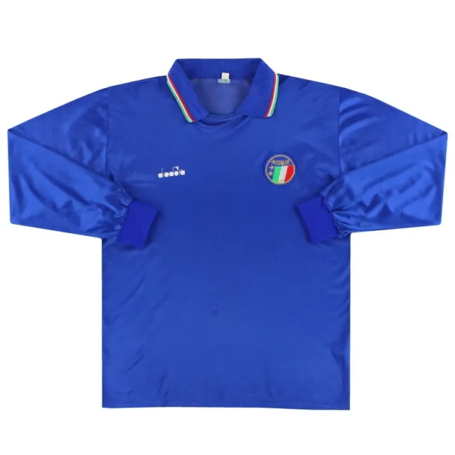 1986-90 Italy Diadora Home Shirt L/S XL - Italy / Very Good / XL