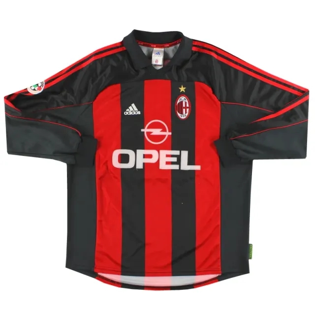 2000-02 AC Milan adidas Player Issue Home Shirt #13 L/S XL - AC Milan / Very Good / XL