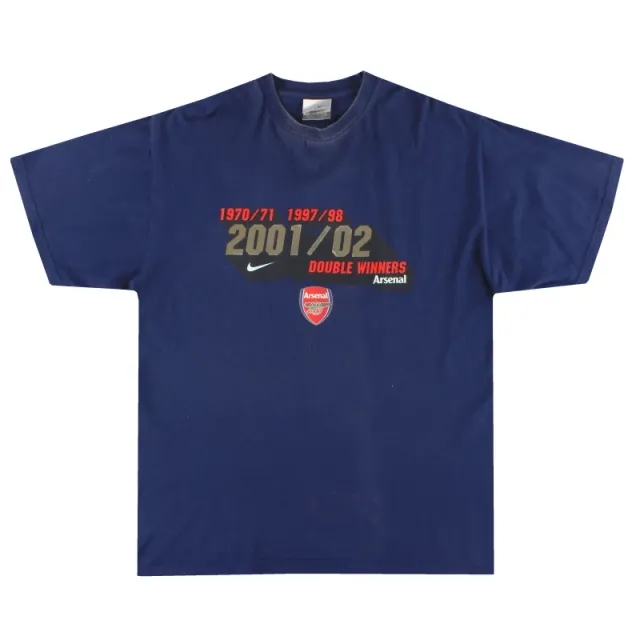 2001-02 Arsenal Nike 'Double Winners' Graphic Tee L - Arsenal / Excellent / Large