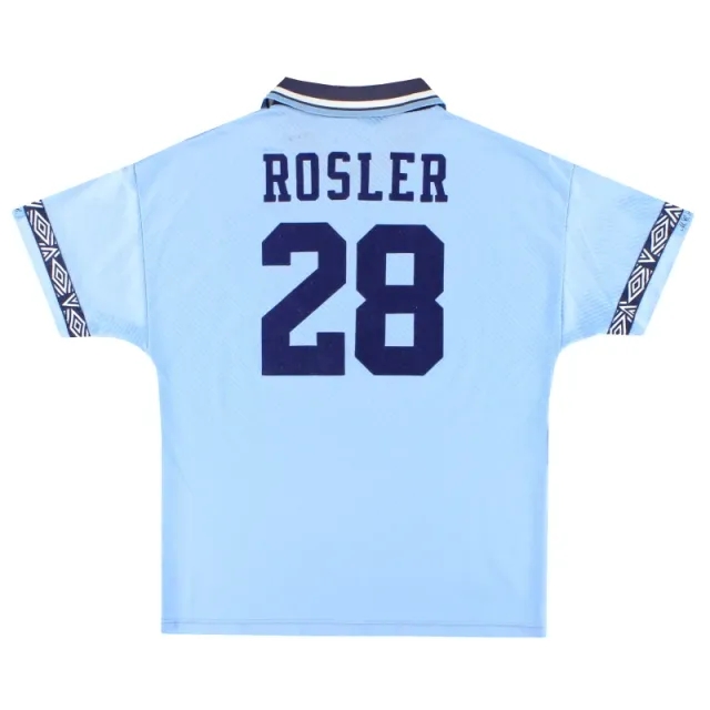 1993-95 Manchester City Umbro 'Signed' Home Shirt Rosler #28 M - Manchester City / Very good / Medium