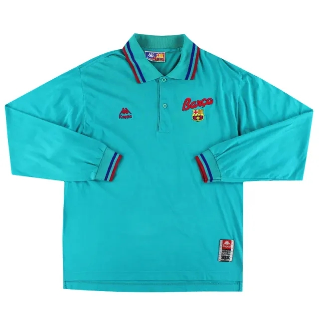 1992-95 Barcelona Kappa Polo Shirt L/S *Mint* L - Barcelona / Mint / Large