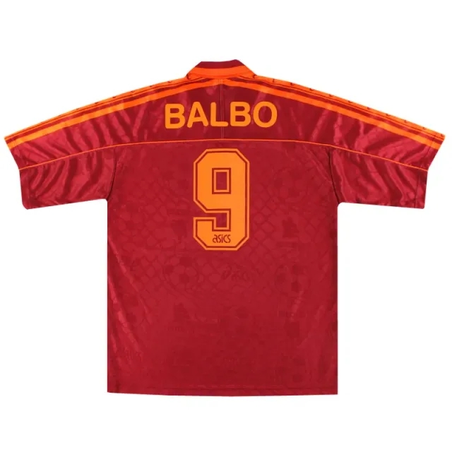 1995-96 Roma Asics Home Shirt Balbo #9 XL - Roma / Excellent / XL