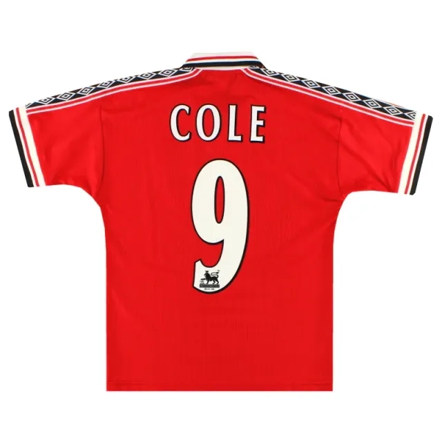 1998-00 Manchester United Umbro Home Shirt Cole #9 Y - Manchester United / Excellent / Youth