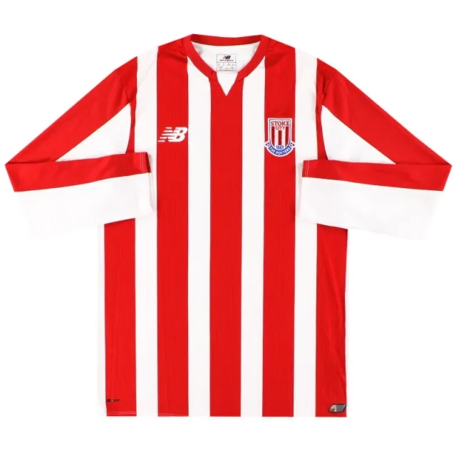 2015-16 Stoke New Balance Player Issue Under 18's Home Shirt L/S - Stoke City / Medium / 21