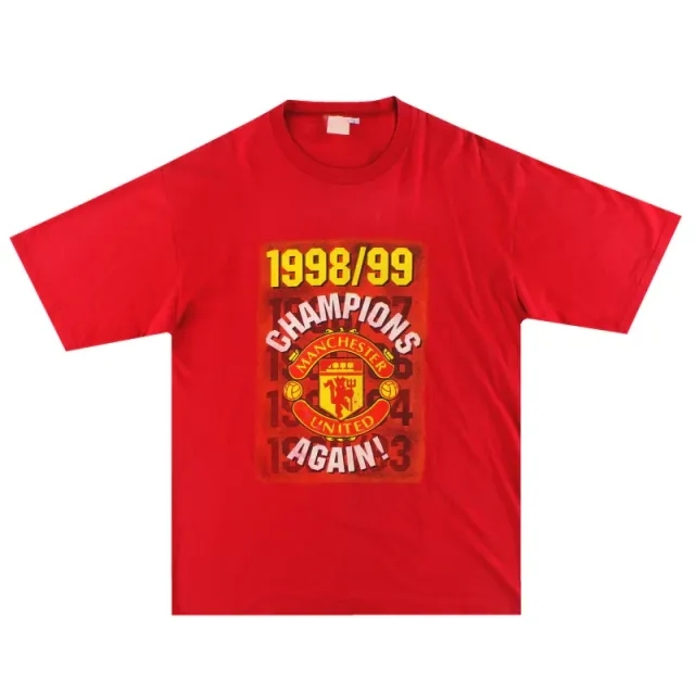 1998-99 Manchester United 'Champions' Graphic Tee L - Manchester United / Very good / Large