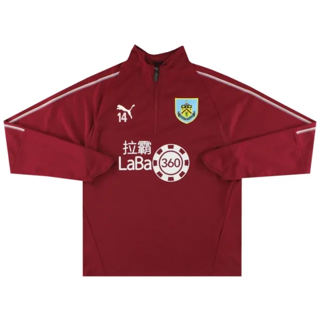 2017-18 Burnley Puma Player Issue 1/4 Zip Training Top #14 M - Burnley / Excellent / Medium
