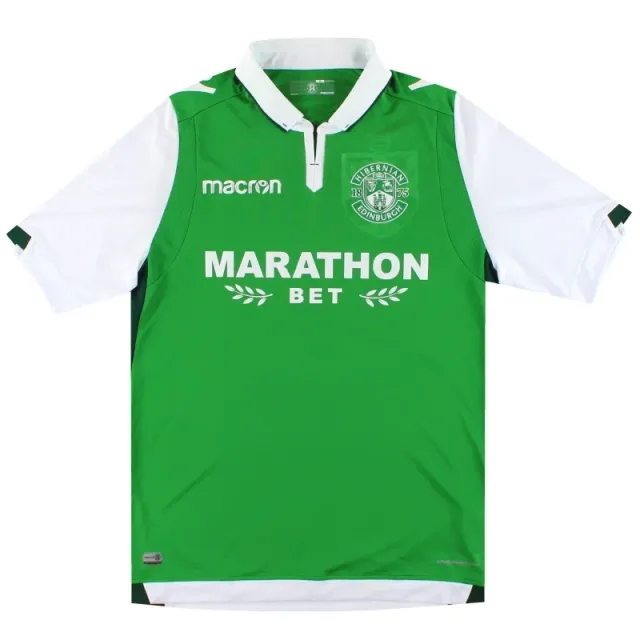 2017-18 Hibernian Macron Home Shirt *Mint* M - Other Scottish Clubs / Mint / Medium