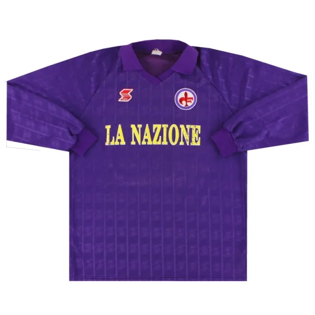 1989-90 Fiorentina Home Shirt #13 L/S L - Fiorentina / Very good / Large