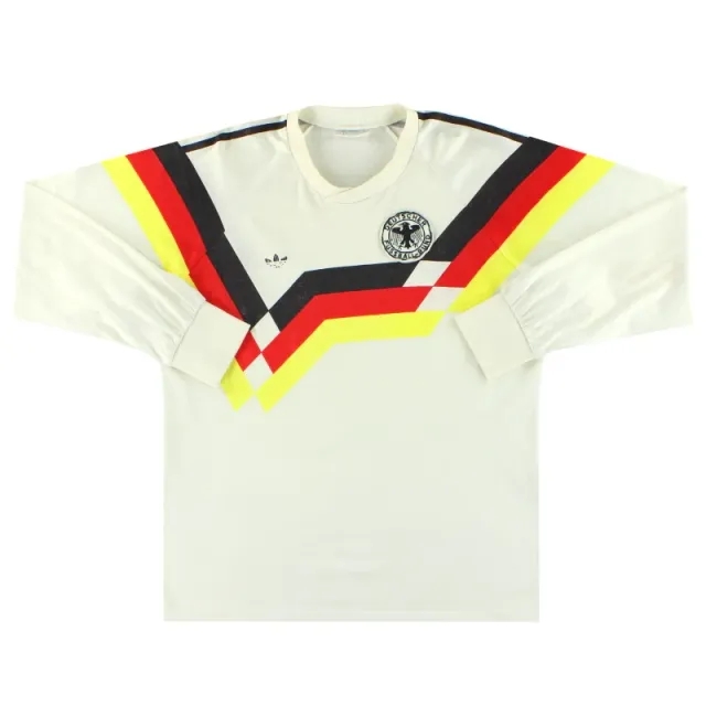 1988-90 West Germany adidas Home Shirt L/S L - Germany / Excellent / Large