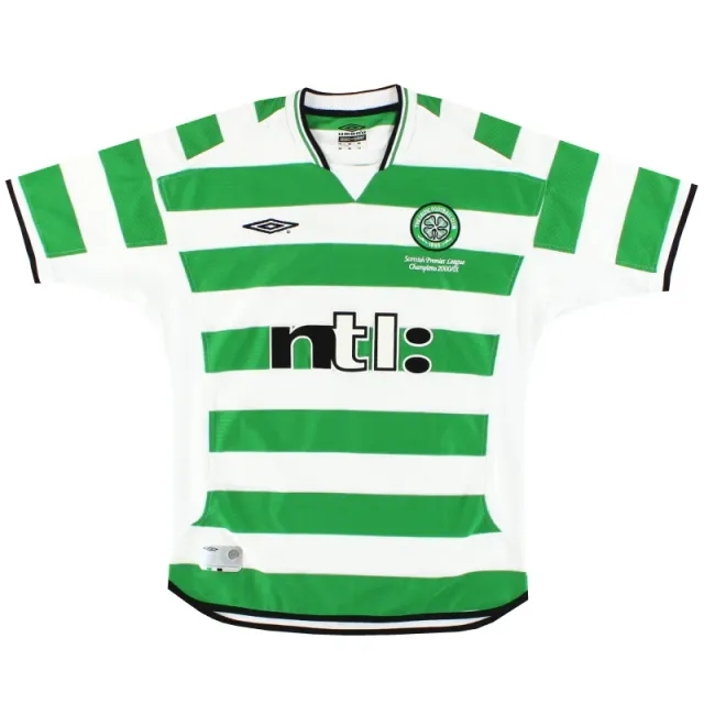 2001-03 Celtic Umbro 'Champions' Home Shirt XL - Celtic / Excellent / XL