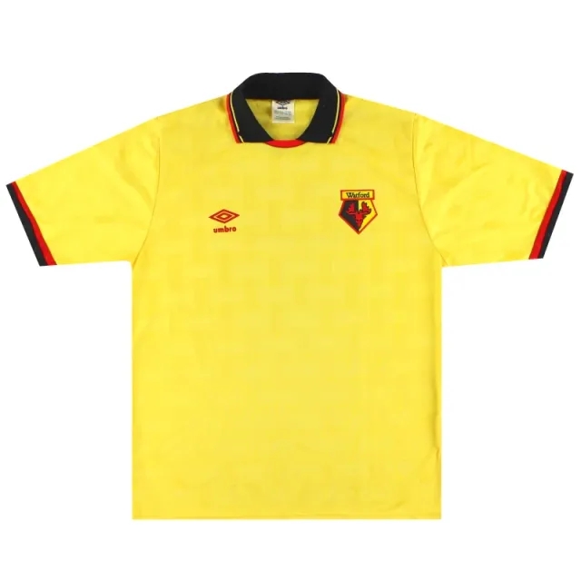 1989-91 Watford Umbro Home Shirt L - Watford / Excellent / Large