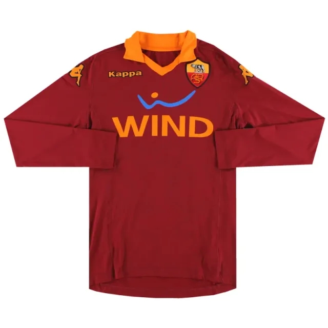 2012-13 Roma Kappa Match Issue Home Shirt L/S #4 *Mint* S - Roma / Mint / Small