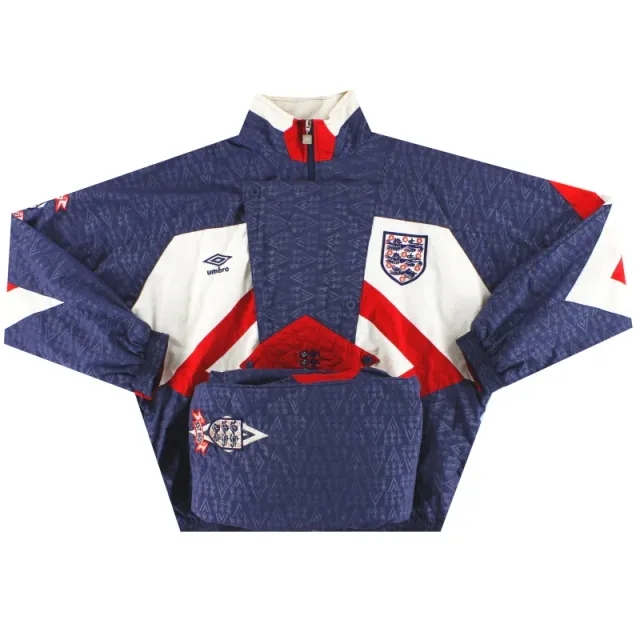 1990-92 England Umbro Woven Tracksuit *Mint* M - England / Mint / Medium