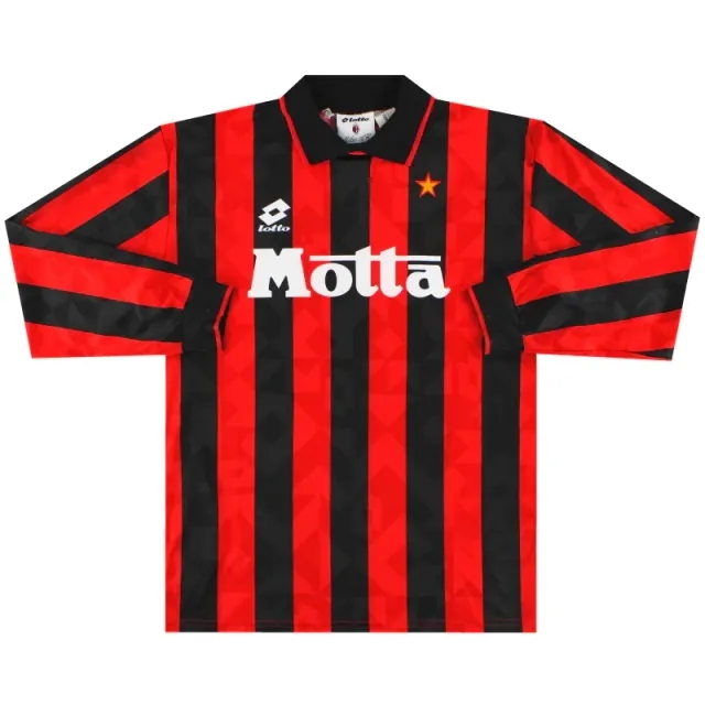 1993-94 AC Milan Lotto Home Shirt #9 L/S L - AC Milan / Excellent / Large