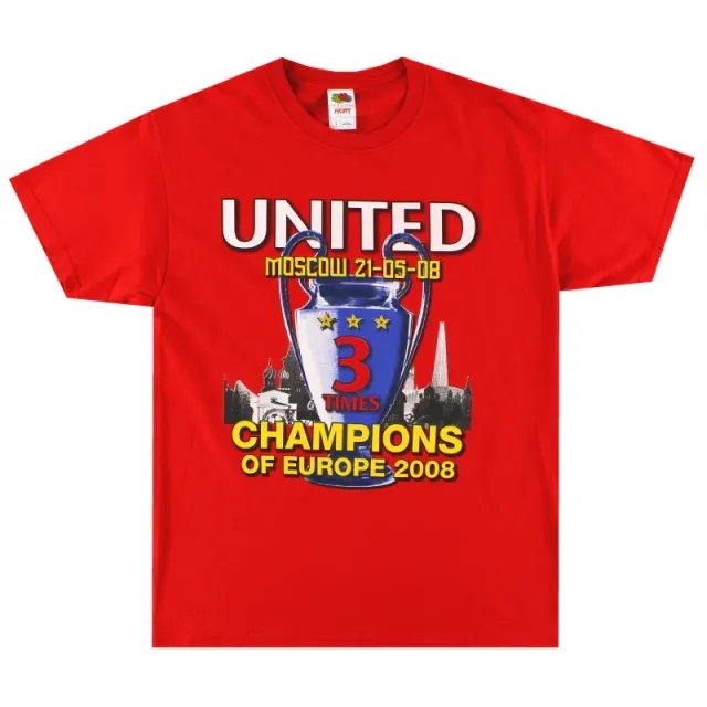 2008 Manchester United 'CL 3 Times' Graphic Tee *As New* L - Manchester United / As New / Large