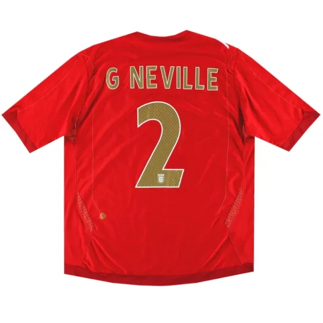 2006-08 England Umbro Away Shirt G Neville #2 XL - England / Excellent / XL