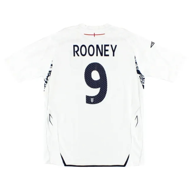 2007-09 England Umbro Home Shirt Rooney #9 XL - England / Excellent / XL