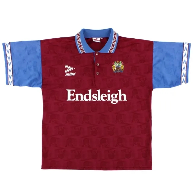 1993-95 Burnley Mitre Home Shirt M - Burnley / Very Good / Medium