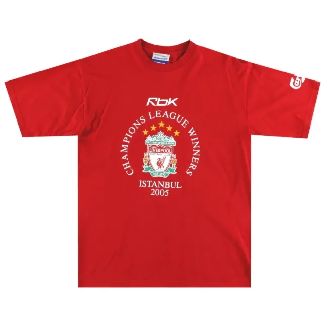 2005-06 Liverpool Reebok 'Champions League Winners' Graphic Tee L - Liverpool / Excellent / Large