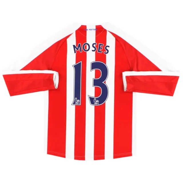 2014-15 Stoke City Warrior Home Shirt L/S Moses #13 S - Stoke City / Excellent / Small