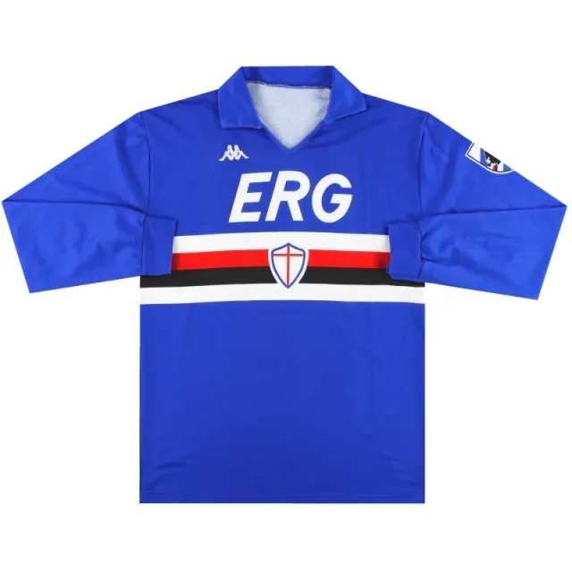 1988-90 Sampdoria Kappa Home Shirt #18 L/S L - Sampdoria / Excellent / Large