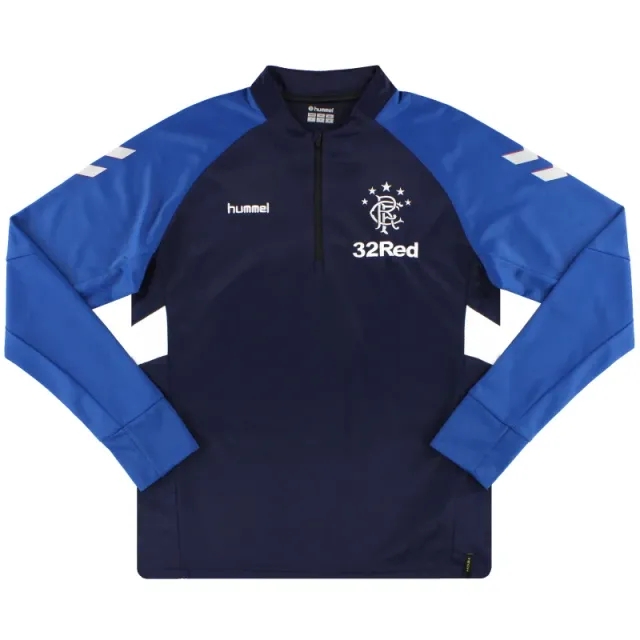 2018-19 Rangers Hummel Training 1/2 Zip Sweat Top L - Rangers / Excellent / Large