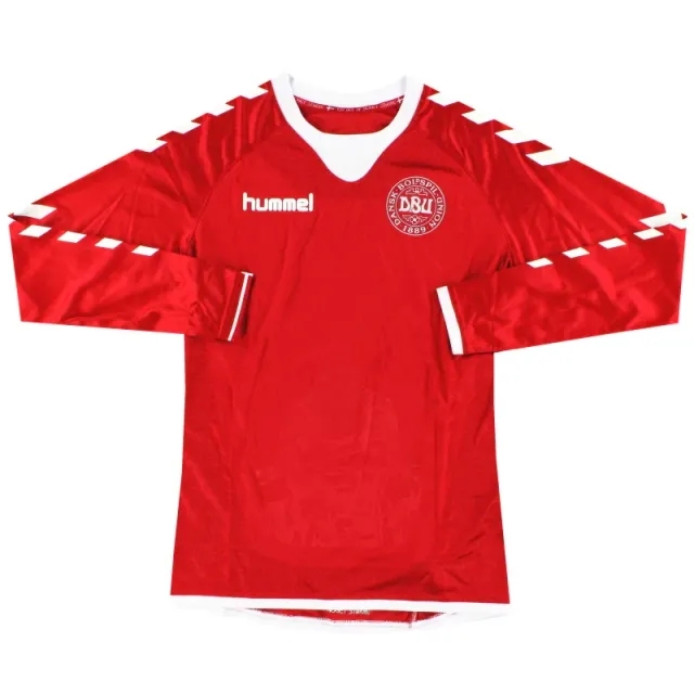 2016-17 Denmark Hummel Home Shirt L/S *As New* L.Boys - Denmark / As New / Youth