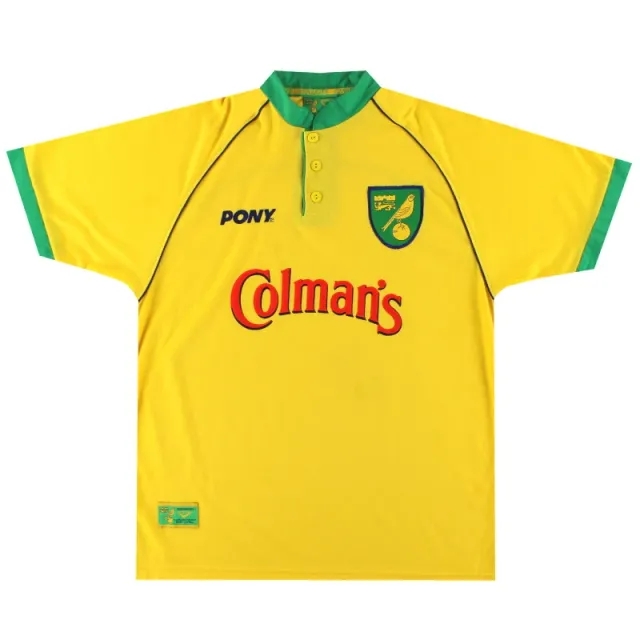 1997-99 Norwich City Pony Home Shirt *Mint* L - Norwich City / Mint / Large