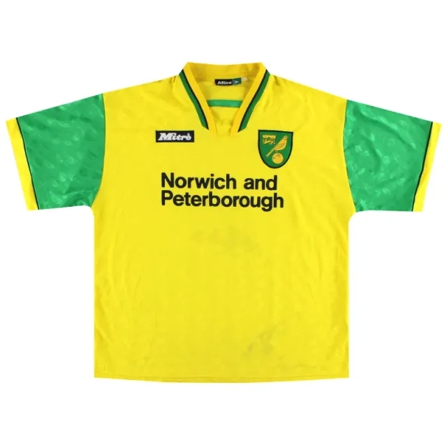 1996-97 Norwich City Mitre Home Shirt S - Norwich City / Excellent / Small