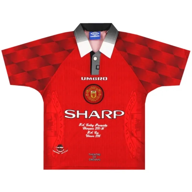 1996-98 Manchester United Umbro 'Double Winners' Home Shirt Y - Manchester United / Excellent / Youth