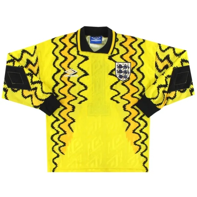 1992-93 England Umbro Goalkeeper Shirt #1 L.Boys - England / Excellent / Youth